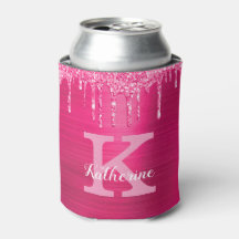 Girl Hot Pink Glitzer Tropfen Glam Monogram Name