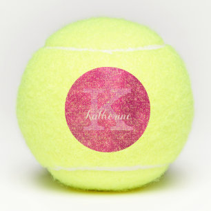 Girl Hot Pink Niedlich Diamond Sparkle Monogram Na Tennisbälle