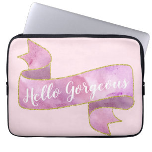 Girl Hübsch Blush Pink Hallo wunderschöne goldene  Laptopschutzhülle