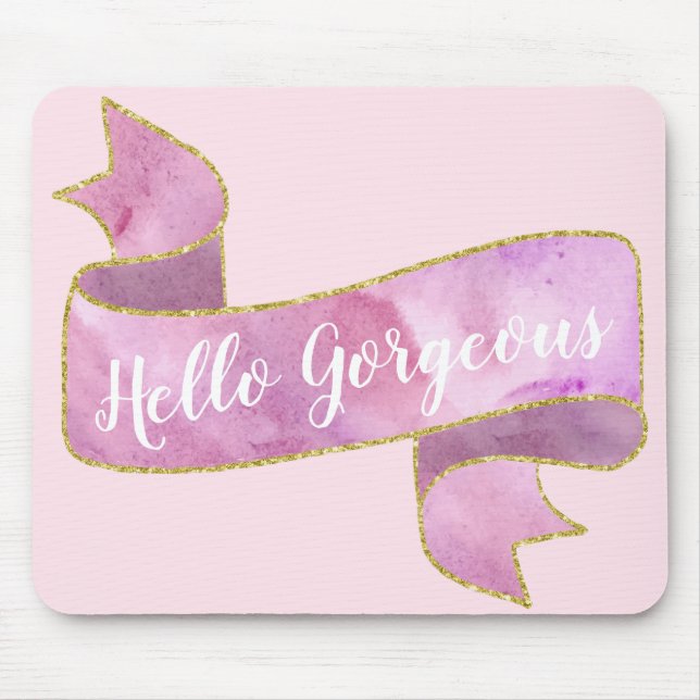 Girl Hübsch Blush Pink Hallo wunderschöne goldene  Mousepad (Vorne)
