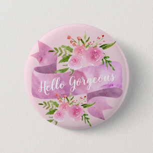 Girl Hübsch Chic Floral Blush Pink Hallo wundersch Button