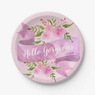 Girl Hübsch Chic Floral Blush Pink Hallo wundersch Pappteller