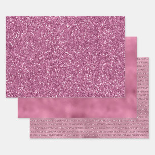 Girl Hübsch Pink Glitzy Glitzer Sparkle Geschenkpapier Set