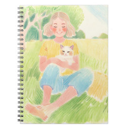 Girl hugging a cat notizblock