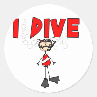 Girl I Dive T - Shirt und Geschenke Runder Aufkleber