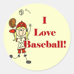 Girl I Liebe Baseball Tshirts und Geschenke Runder Aufkleber