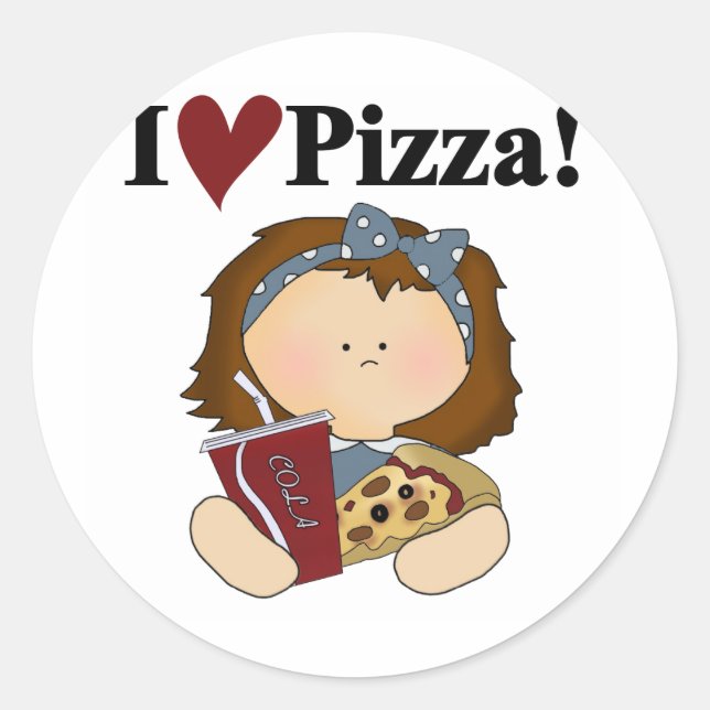 Girl I Liebe Pizza Tshirts und Geschenke Runder Aufkleber (Vorderseite)