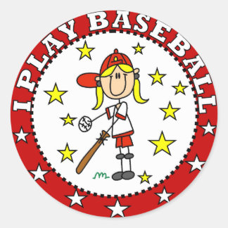 Girl I Play Baseball T Shirts und Geschenke Runder Aufkleber