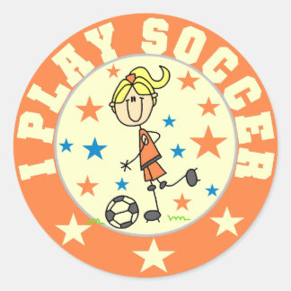 Girl I Play Soccer T - Shirt und Geschenke Runder Aufkleber