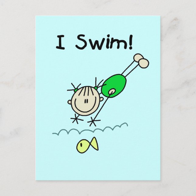 Girl I Swim T - Shirt und Geschenke Postkarte (Vorderseite)