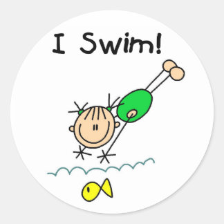 Girl I Swim T - Shirt und Geschenke Runder Aufkleber