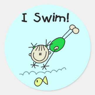 Girl I Swim T - Shirt und Geschenke Runder Aufkleber