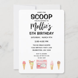 Girl Ice Cream Cone Pink Party Einladung