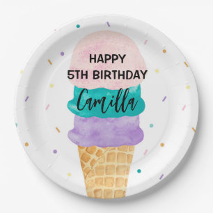 Girl Ice Creme Cone Party Pappteller