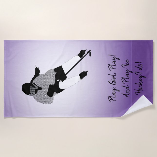 Girl Ice Hockey Player Strandtuch (Vorderseite)