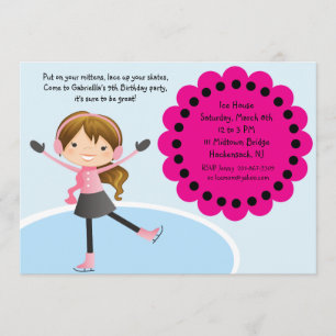 Girl Ice Skaten Hot Pink zum Geburtstag Einladung