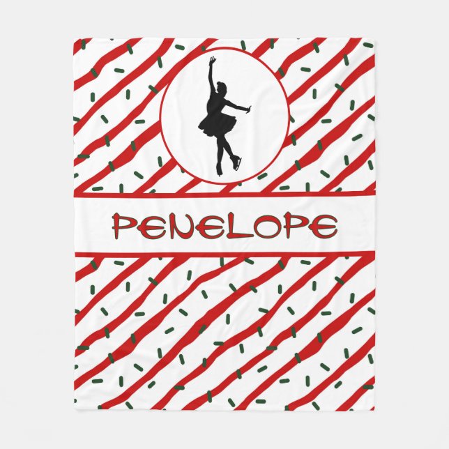 Girl Ice Skaten Weihnachten Personalisiert Fleecedecke (Vorderseite)