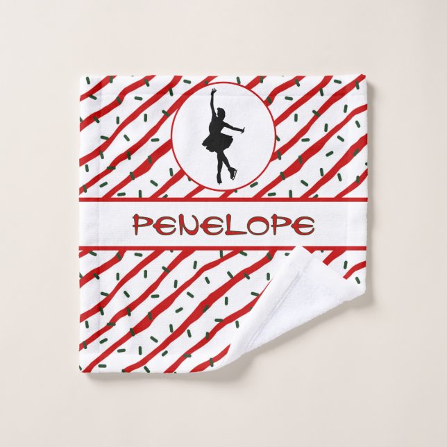 Girl Ice Skaten Weihnachten Personalisiert Waschlappen (Waschlappen)