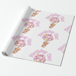 Girl-Idee Geburtstagsbär Geschenkpapier