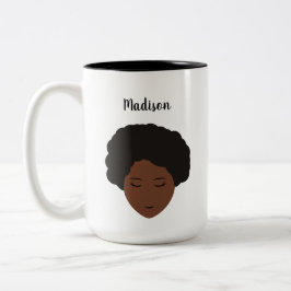 Girl Illustration schwarzes Haar nach personalisie Zweifarbige Tasse