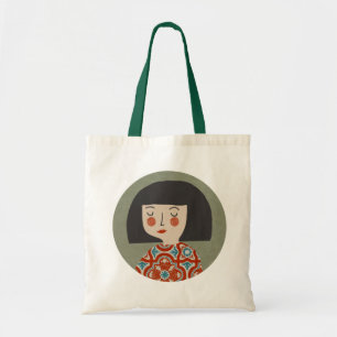 Girl-Illustration Tragetasche