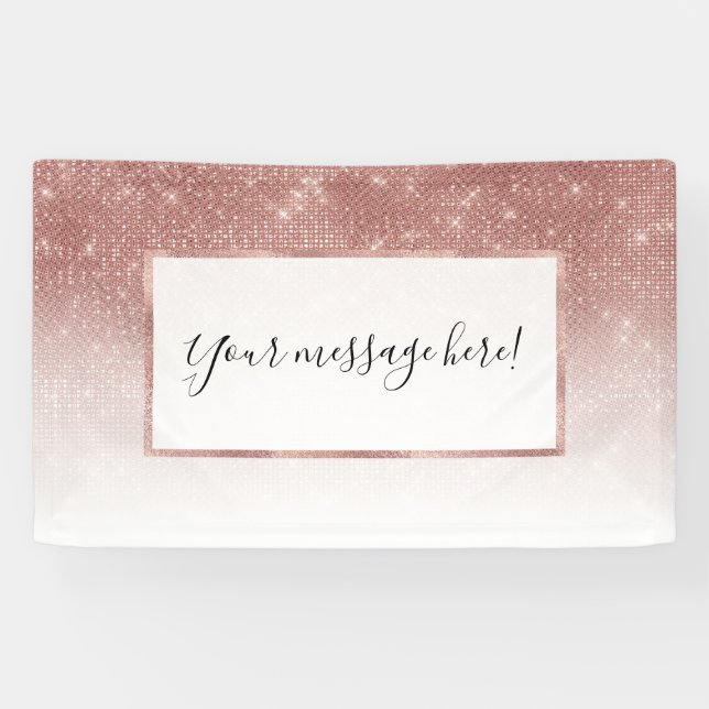 Girl Imitats Rose Gold Sequin Glitzer White Ombre Banner (Horizontal)