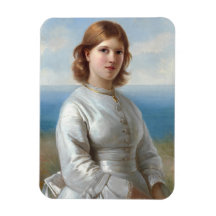 Girl in a White Silk Dress for Holy Communion