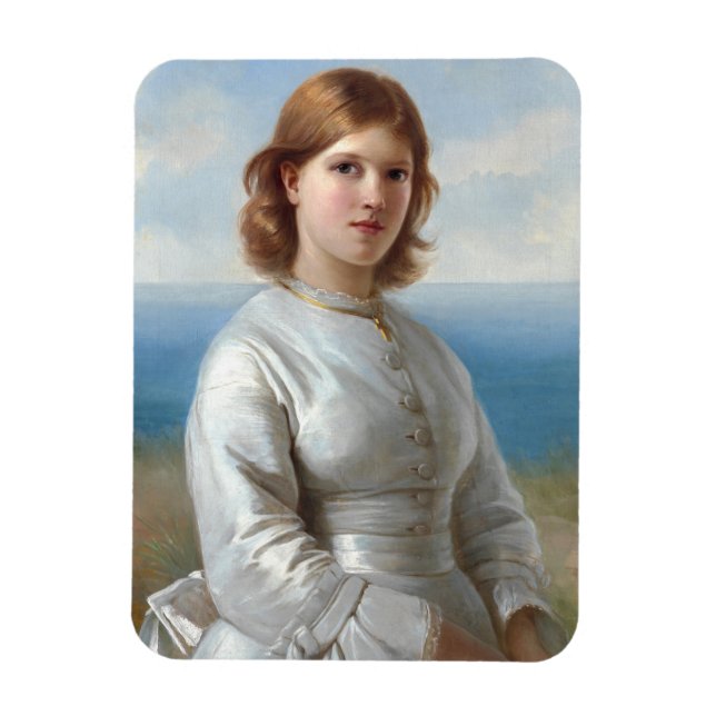 Girl in a White Silk Dress for Holy Communion Magnet (Vertikal)