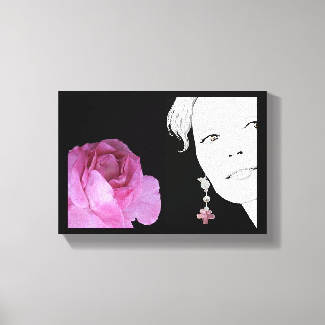 Girl in rosa Ohrblumenschrift Leinwanddruck (Vorderseite)