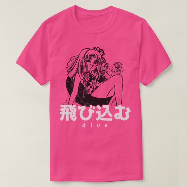 Girl in Summer Dive Japanisch Vintag T-Shirt (Design vorne)