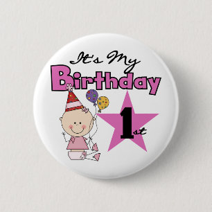 Girl It's My Birthday Tshirts and Gifts Button