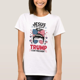 Girl Jesus My Retter Trump Präsident Christlich T-Shirt