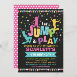 Girl JUMP Birthday Party Bounce House Trampolin Einladung