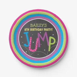 Girl Jump Party Trampolin Party Chalkboard Pappteller