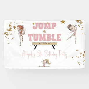 Girl Jump & Tumble Gymnastik Geburtstagsparty Banner