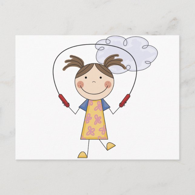 Girl Jumping Rope T - Shirt und Geschenke Postkarte (Vorderseite)