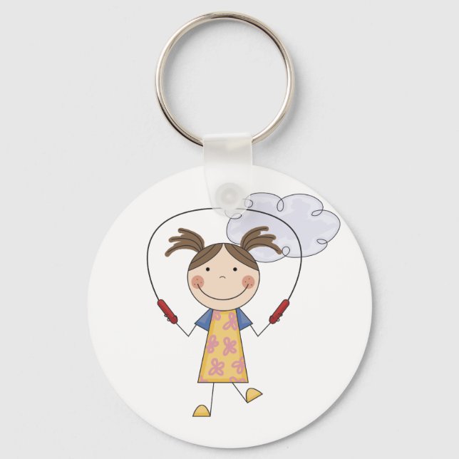 Girl Jumping Rope T - Shirt und Geschenke Schlüsselanhänger (Vorderseite)