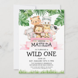 Girl Jungle Safari Wild Einladung zum Geburtstag