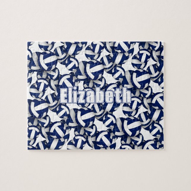 Girl Jungs blaue Volleyball Mannschaft Farben Puzzle (Horizontal)