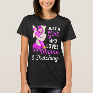 Girl Just a Girl Who Lieben und Sketching Zeichnen T-Shirt