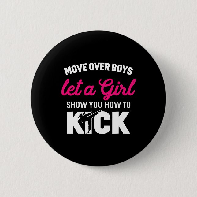 Girl Karate Funny Daughter Kick Boxer Geschenk Button (Vorderseite)