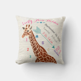 Girl Kinderzimmer Baby Birth Stat Giraffe Arrow Mu Kissen