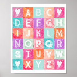 Girl Kinderzimmer Deco Alphabet Wasserfarbe Poster