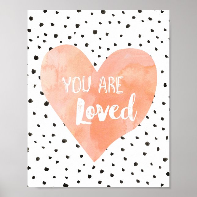 Girl Kinderzimmer Deco Watercolor Peach Herz Poster (Vorne)