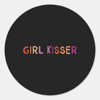Girl Kisser Lesbian Lgbtq Runder Aufkleber