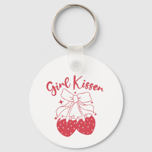 Girl Kisser-Niedlich Strawberry Coquette Lesbian P Schlüsselanhänger