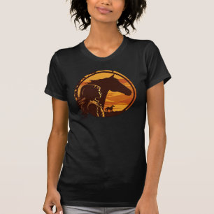 Girl Kissing Horse Retro Sunset T-Shirt