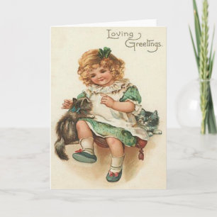 Girl Kitten Cat Birthday Karte