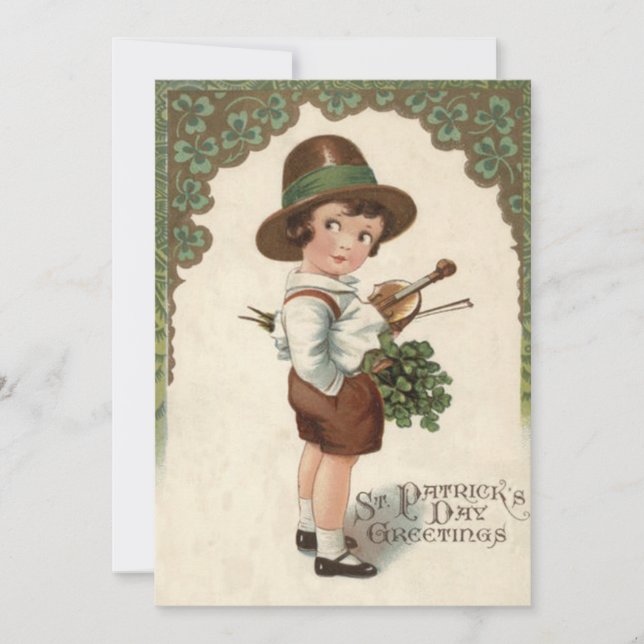 Girl Kleeblatt Violin St Patrick's Day Karte (Vorderseite)