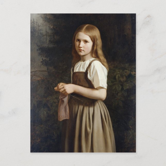 Girl Knitting, 1854 Postkarte (Vorderseite)